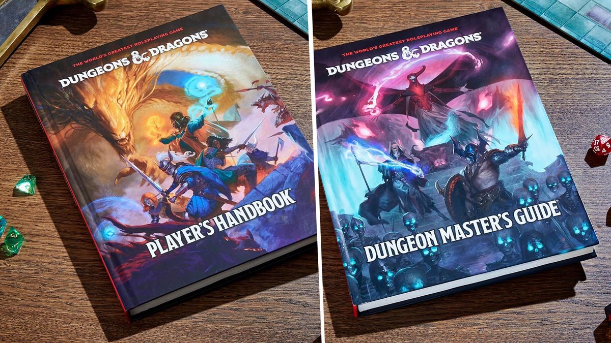 Dungeon Master&#039;s guide and Player&#039;s Handbook (2024) side by side