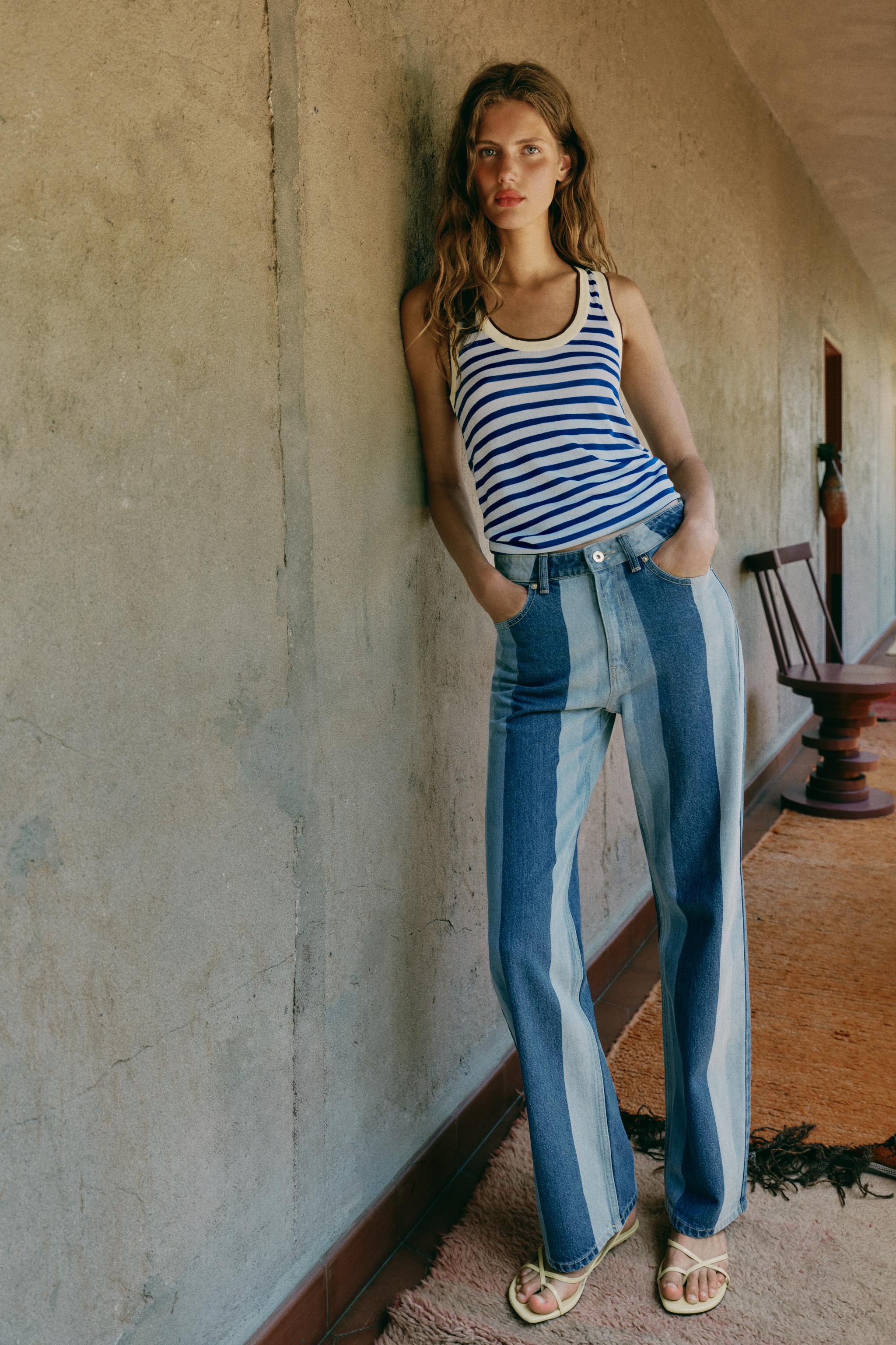 Z1975 Striped Straight Jeans - Mid-Blue - 25 (us 0)