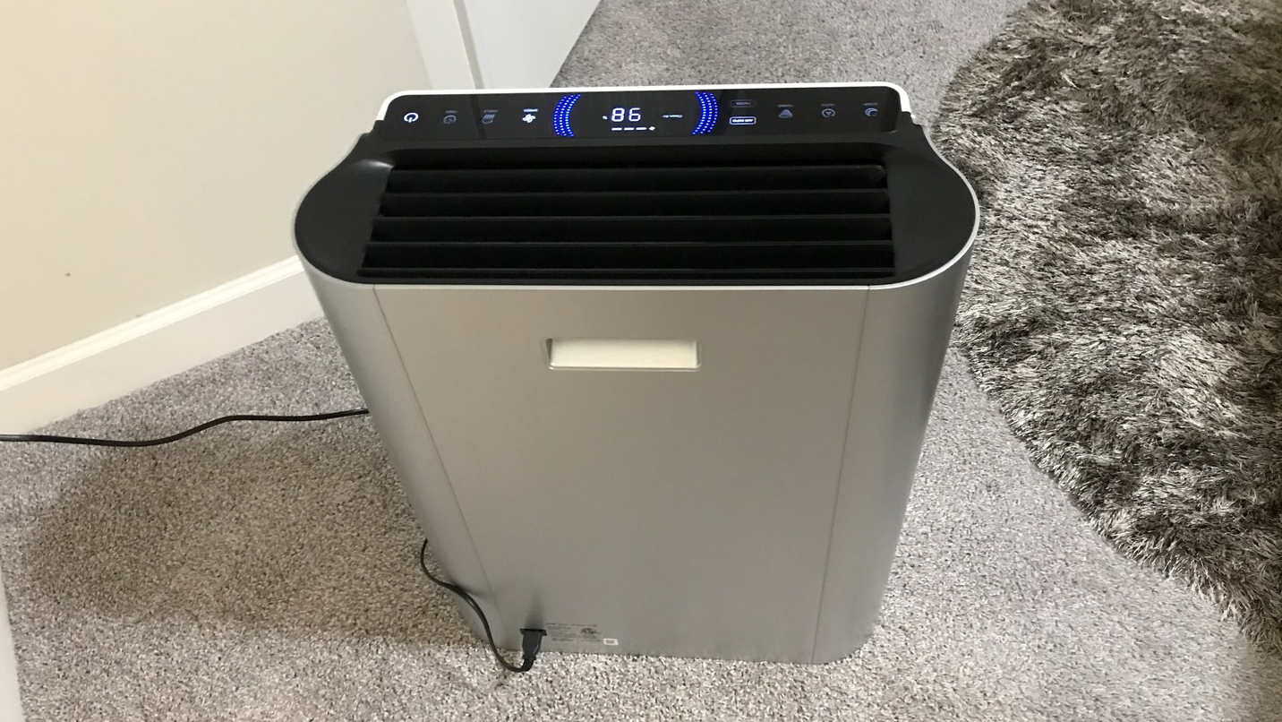 Levoit EverestAir air purifier in reviewer&#039;s hallway