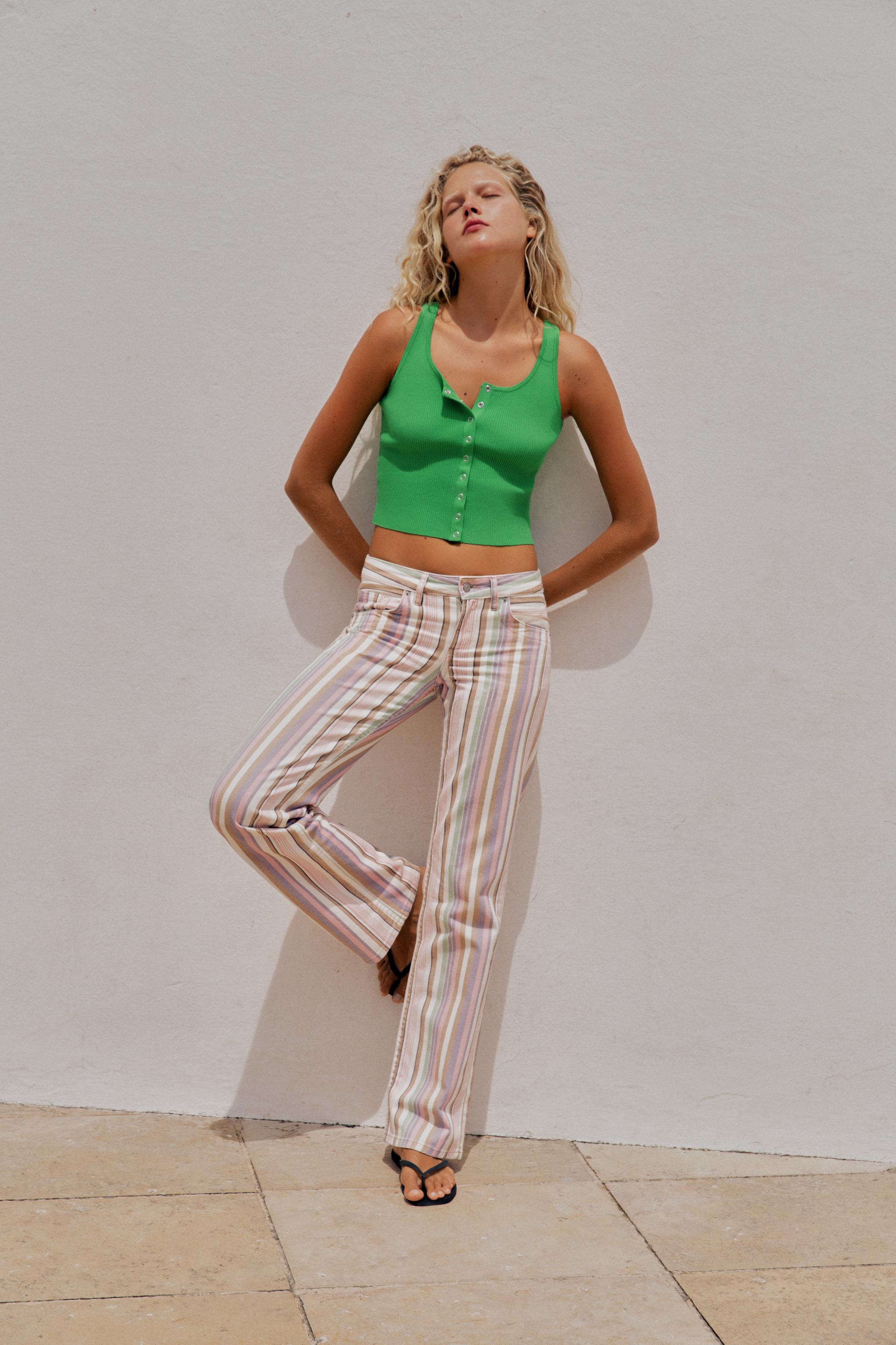 Trf Low-Rise Striped Wide-Leg Jeans - Stripes - 4