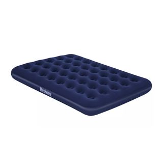 A double navy blue flocked Bestway inflatable airbed