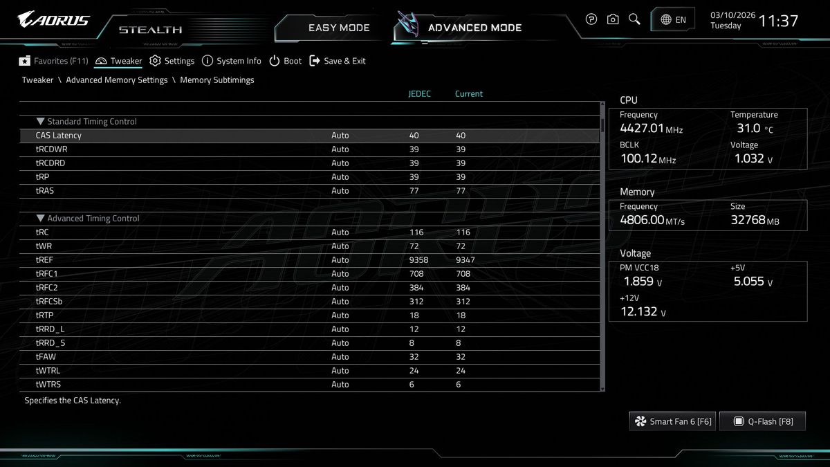 Gigabyte X870 Aorus Stealth - BIOS
