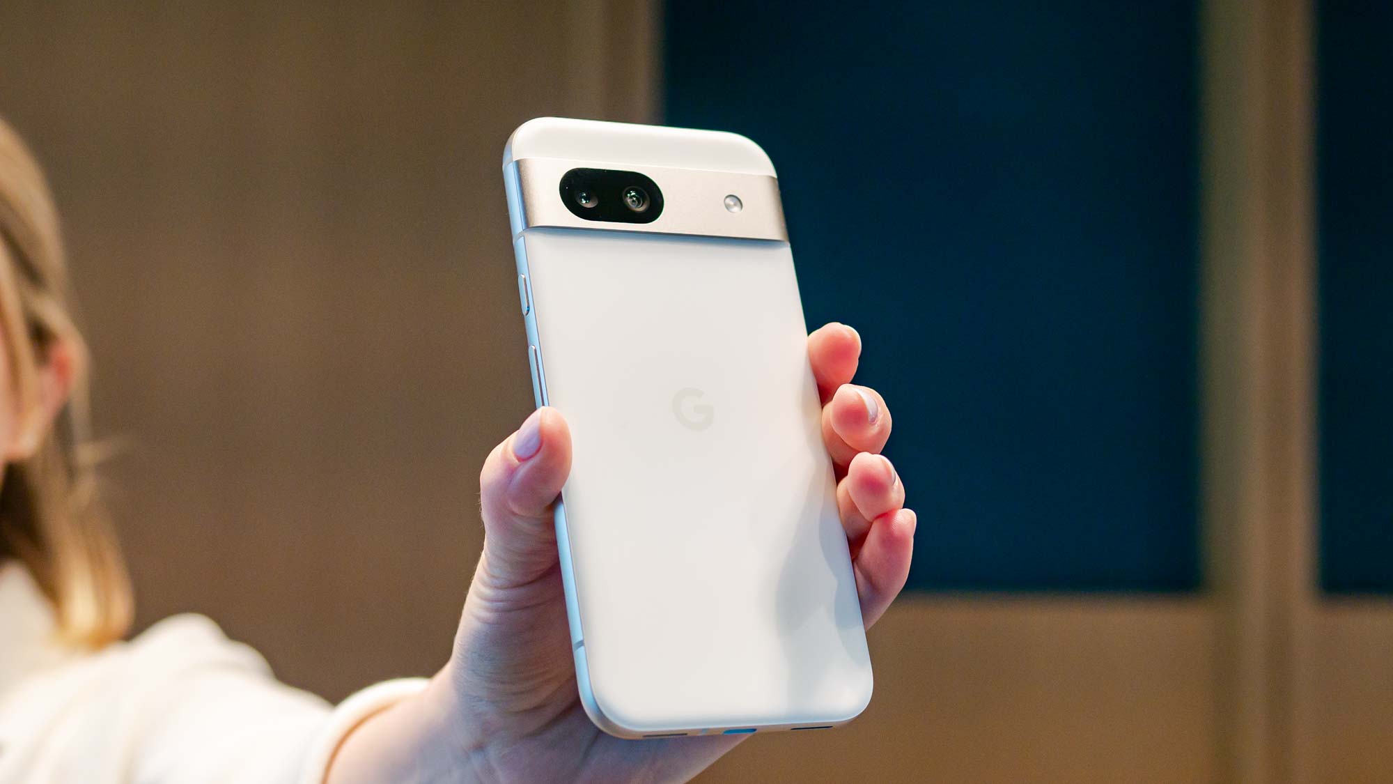 Google Pixel 8a in hand.