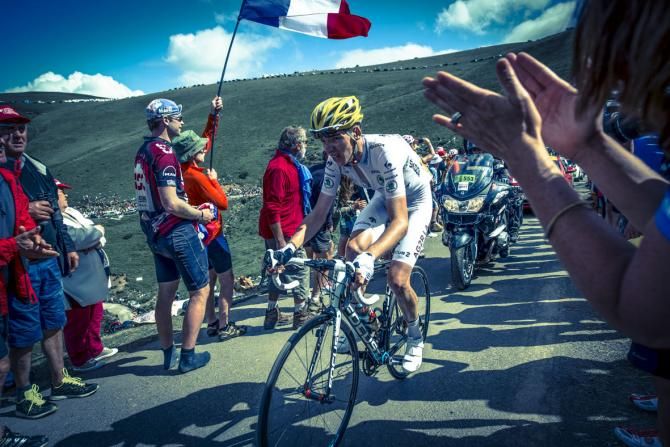 France's Romain Bardet (AG2R La Mondiale) struggles up the Port de Bales