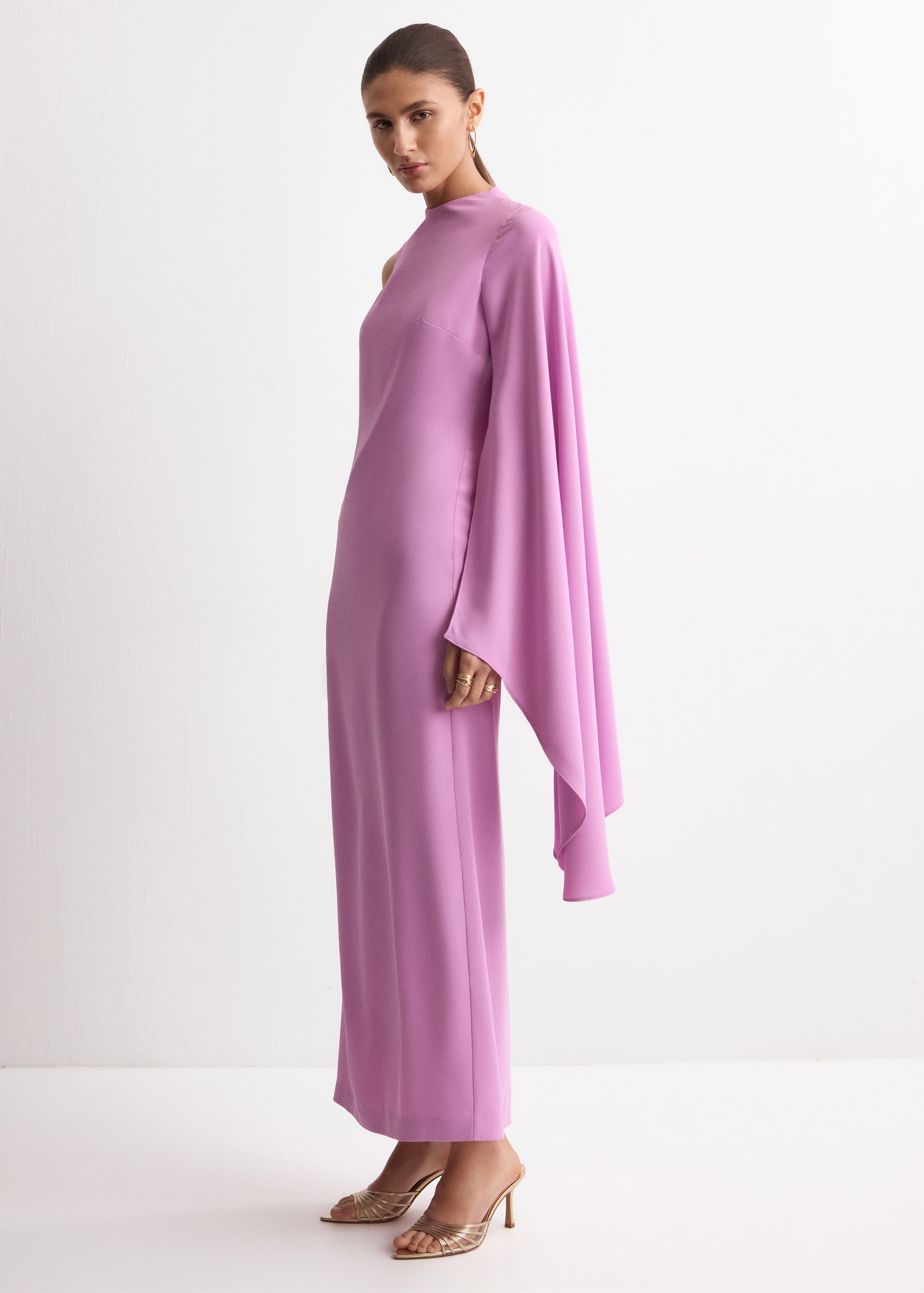 Asymmetric Cape Long Dress - Women | Mango United Kingdom