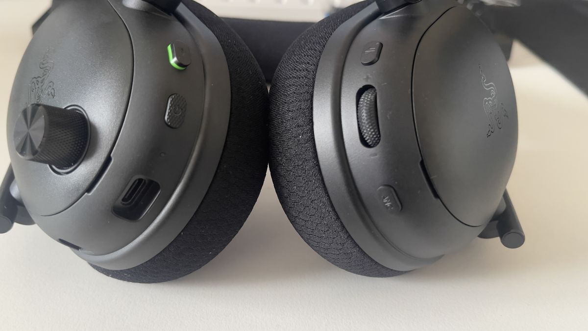 The Razer BlackShark V3 Pro headset on a desk