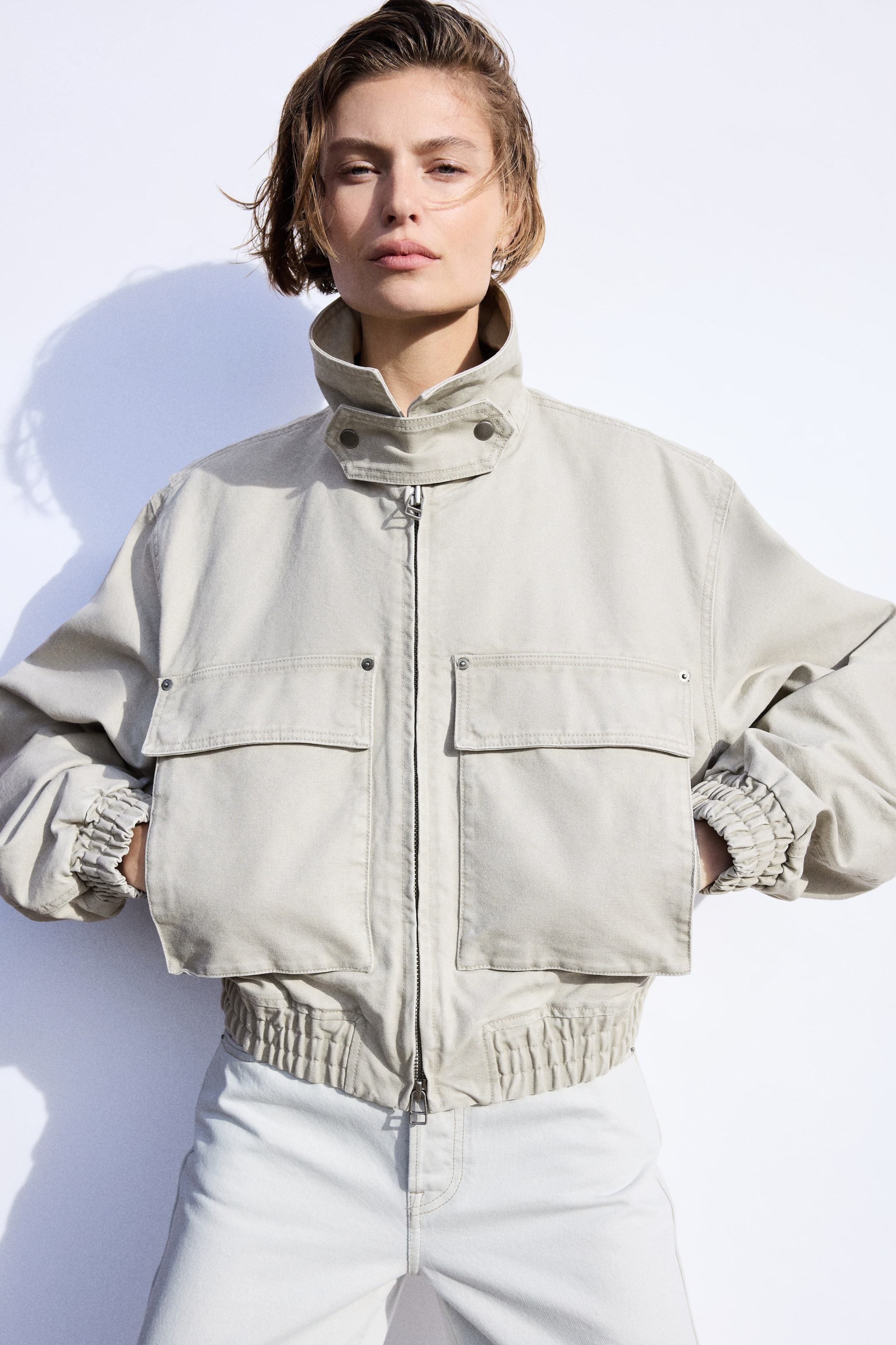 Padded Canvas Jacket - Beige