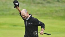 Brian Harman of the United States celebrates on the 18th green after victory on Day Four of The 151st Open at Royal Liverpool Golf Club