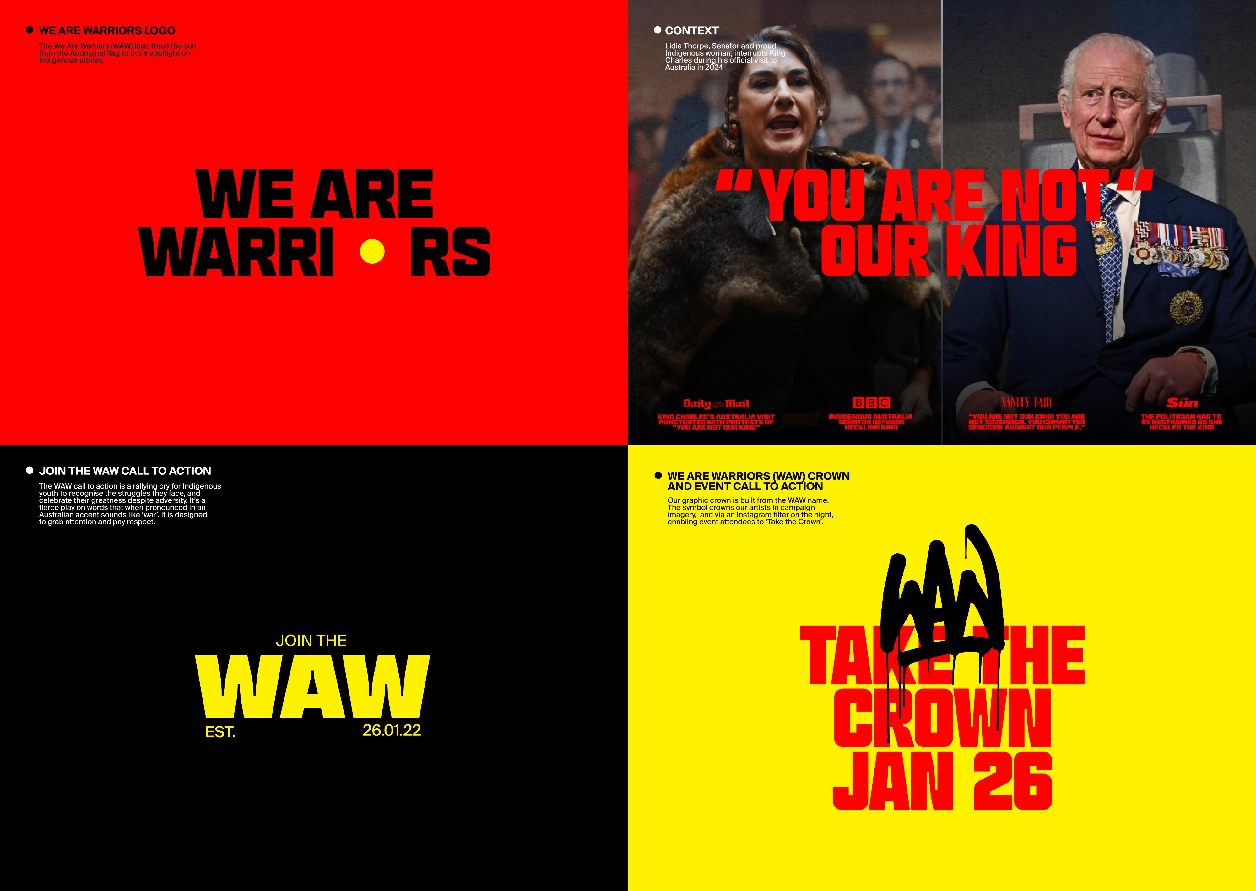We are Warriors branding in red yellow and black