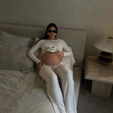 @bettinalooney pregnant matching set and coffee photo