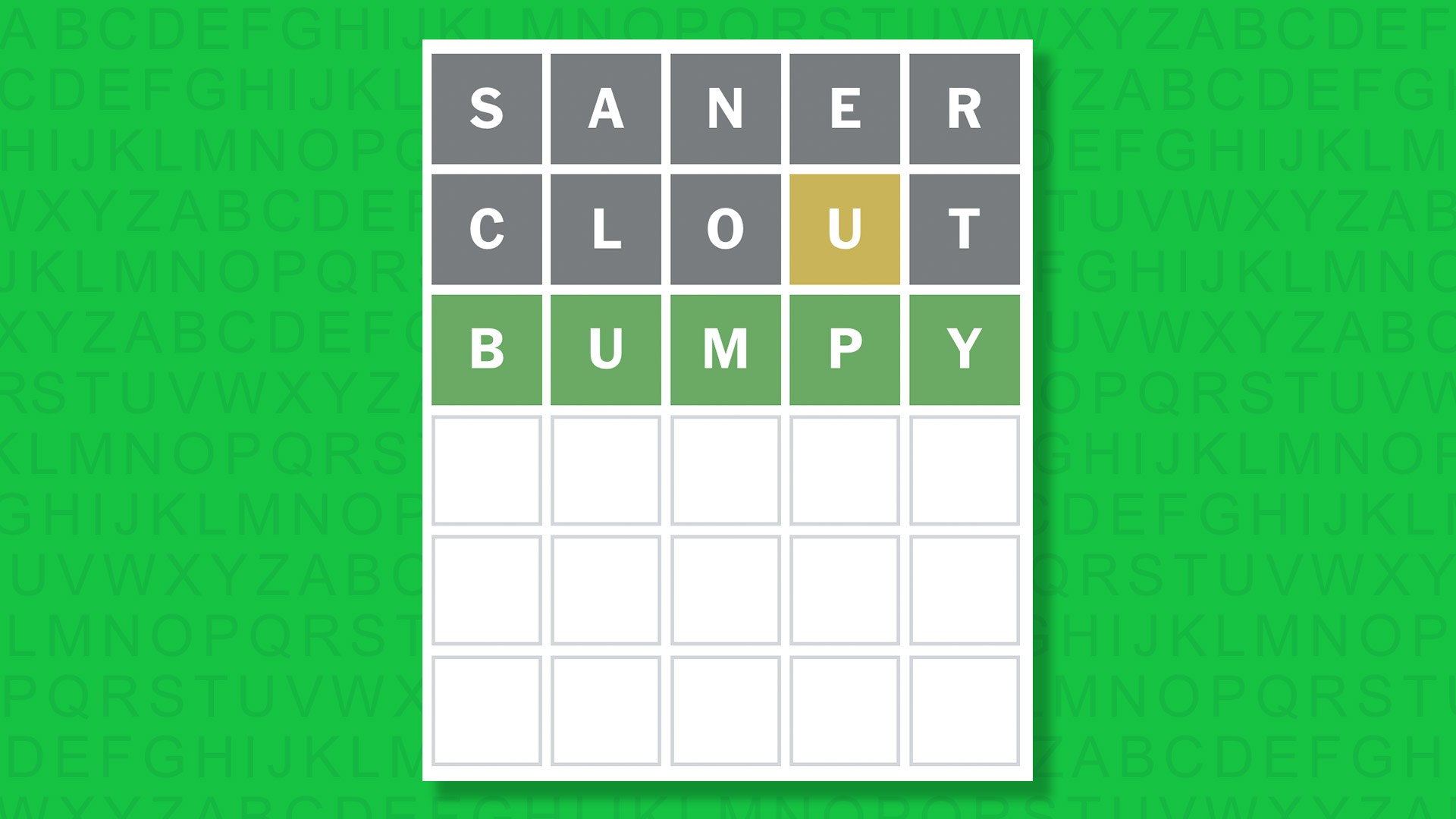 NYT Wordle answer for game 1939 on a green background