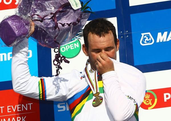 Mark Cavendish (Great Britain) on the podium