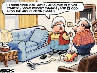Political cartoon U.S. election 2016 Hillary Clinton More Emails Found