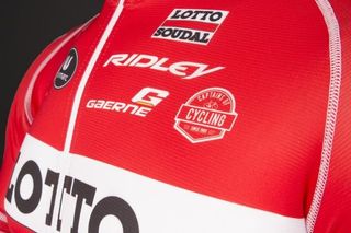 A detail of the 2017 Lotto Soudal jersey