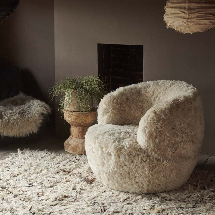 Solange Honey Sheepskin Armchair | Furniture | Abigail Ahern