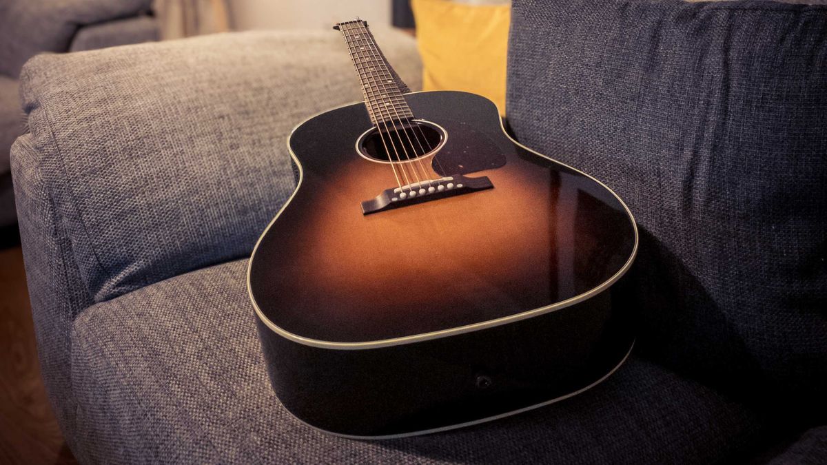 Gibson J-45 on a sofa