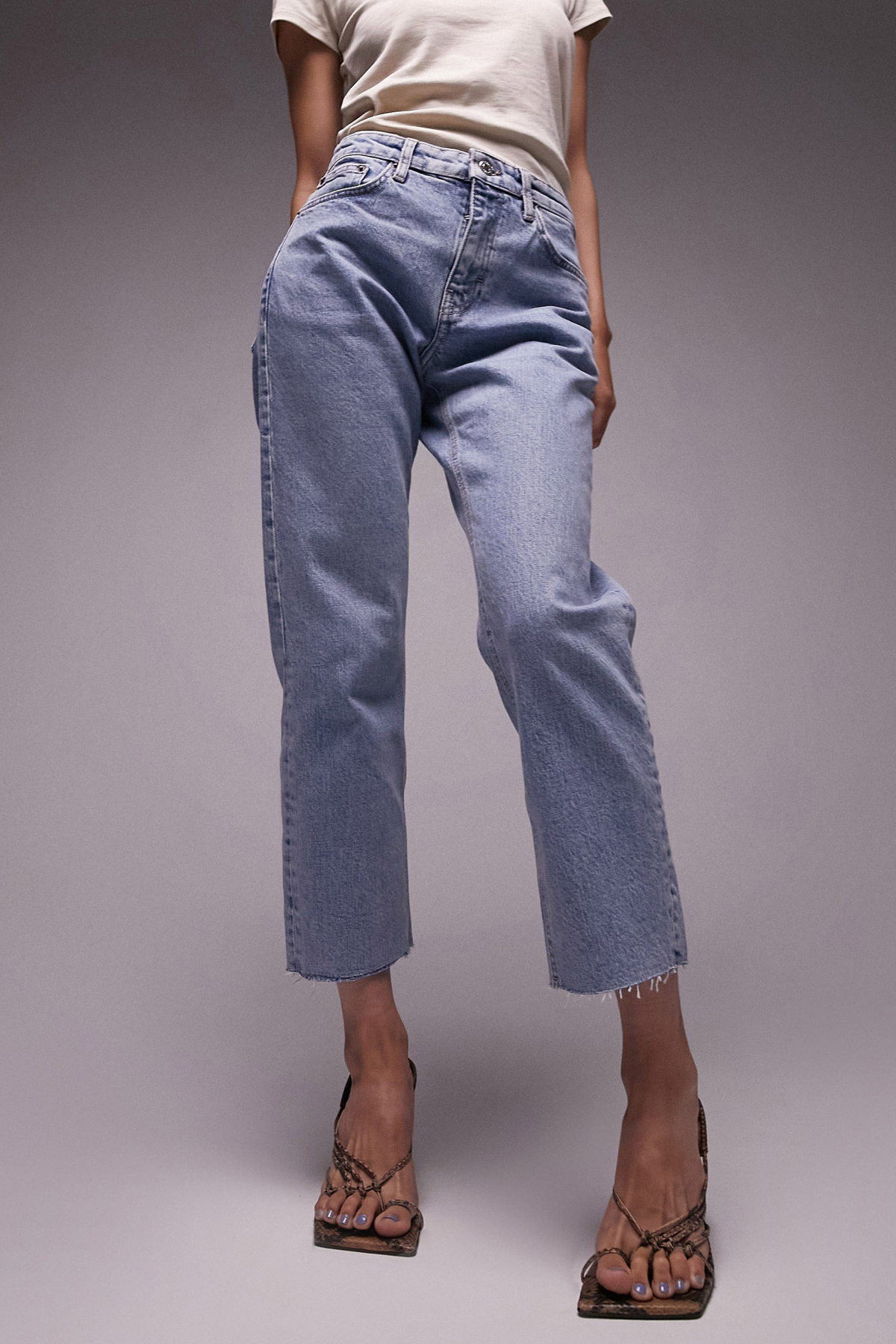 Topshop Raw Hem Crop Straight Leg Jeans