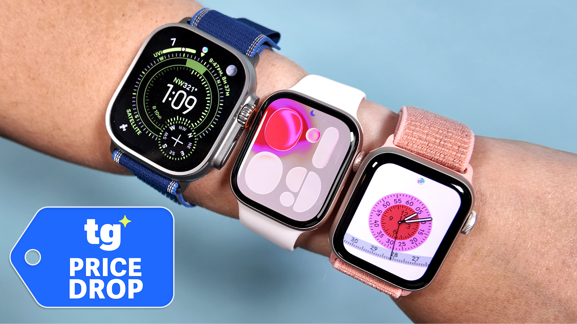Apple Watch Ultra 3, Apple Watch Series 11, Apple and Watch SE 3 shown on arm