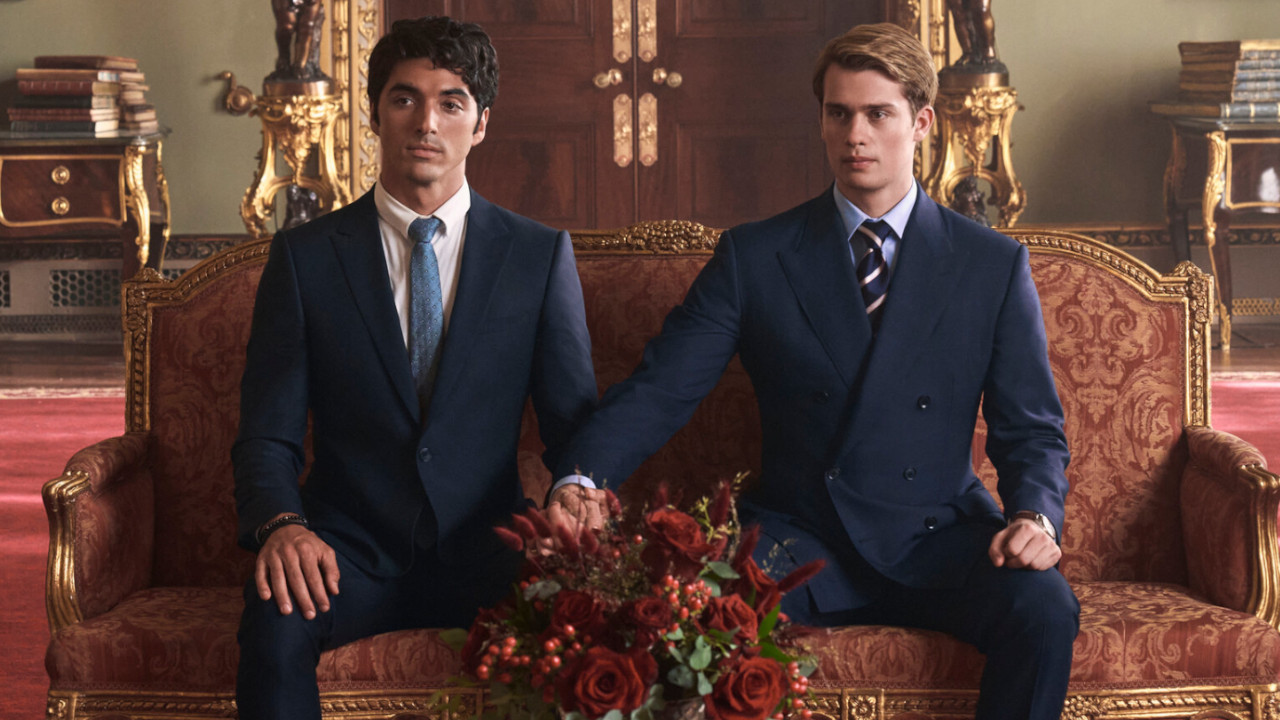Nicholas Galitzine as Prince Henry and Taylor Zakhar Perez as Alex Claremont-Diaz in Prime Video’s Red, White & Royal Blue