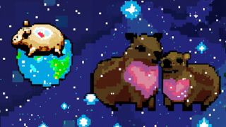 Capybaras in space for valentine's day