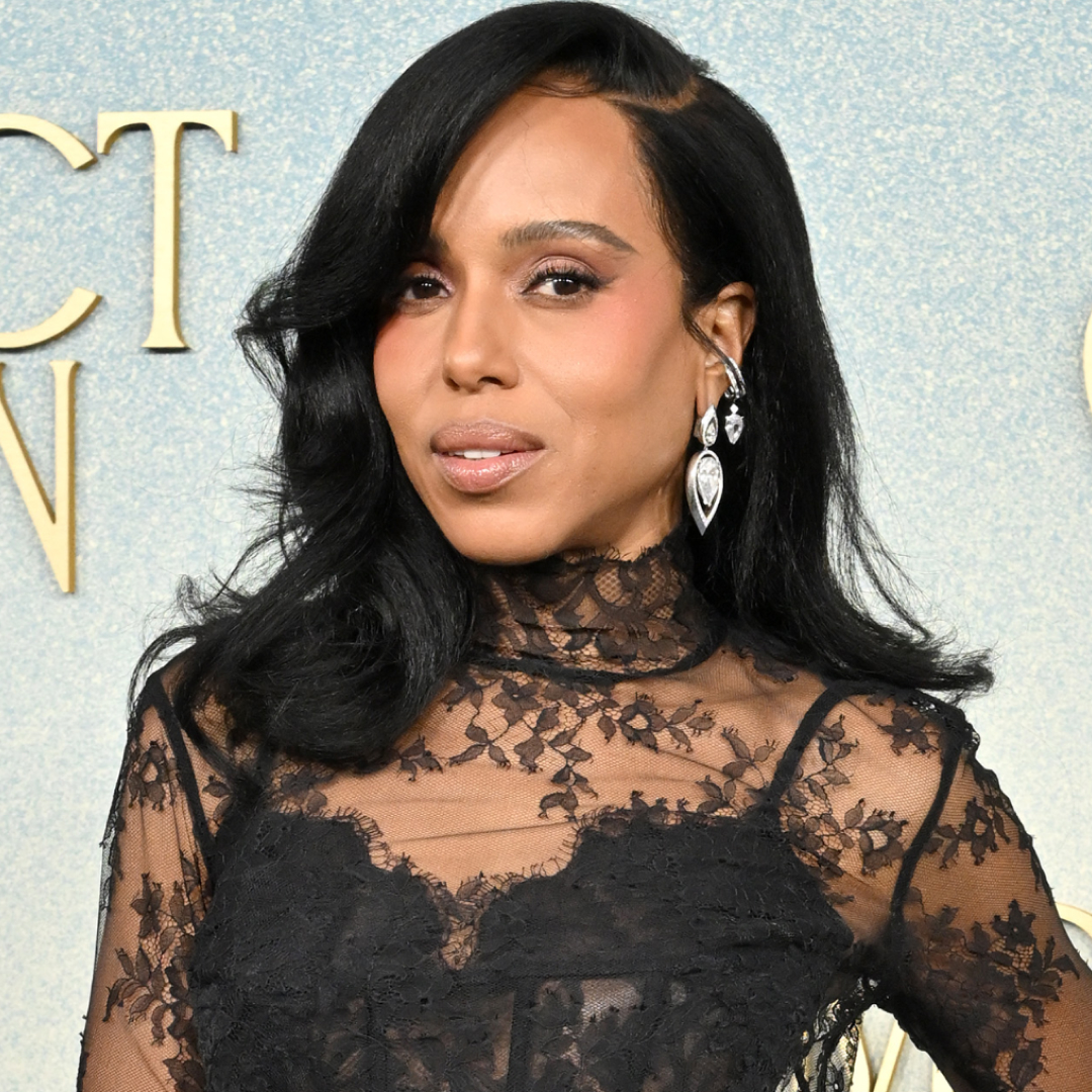 Kerry Washington attended the 'Imperfect Women' premiere in a black lace naked pantsuit
