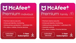 Two blocks outlining McAfee+ Premium benefits