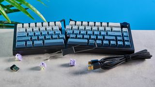 An Epomaker Split65 split ergonomic mechanical keyboard