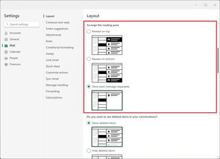 Arrange the reading pane