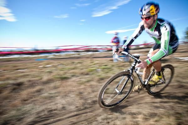 Tim Johnson (Cannondale-Cyclocrossworld.com) flies past after dropping the rest of the field.