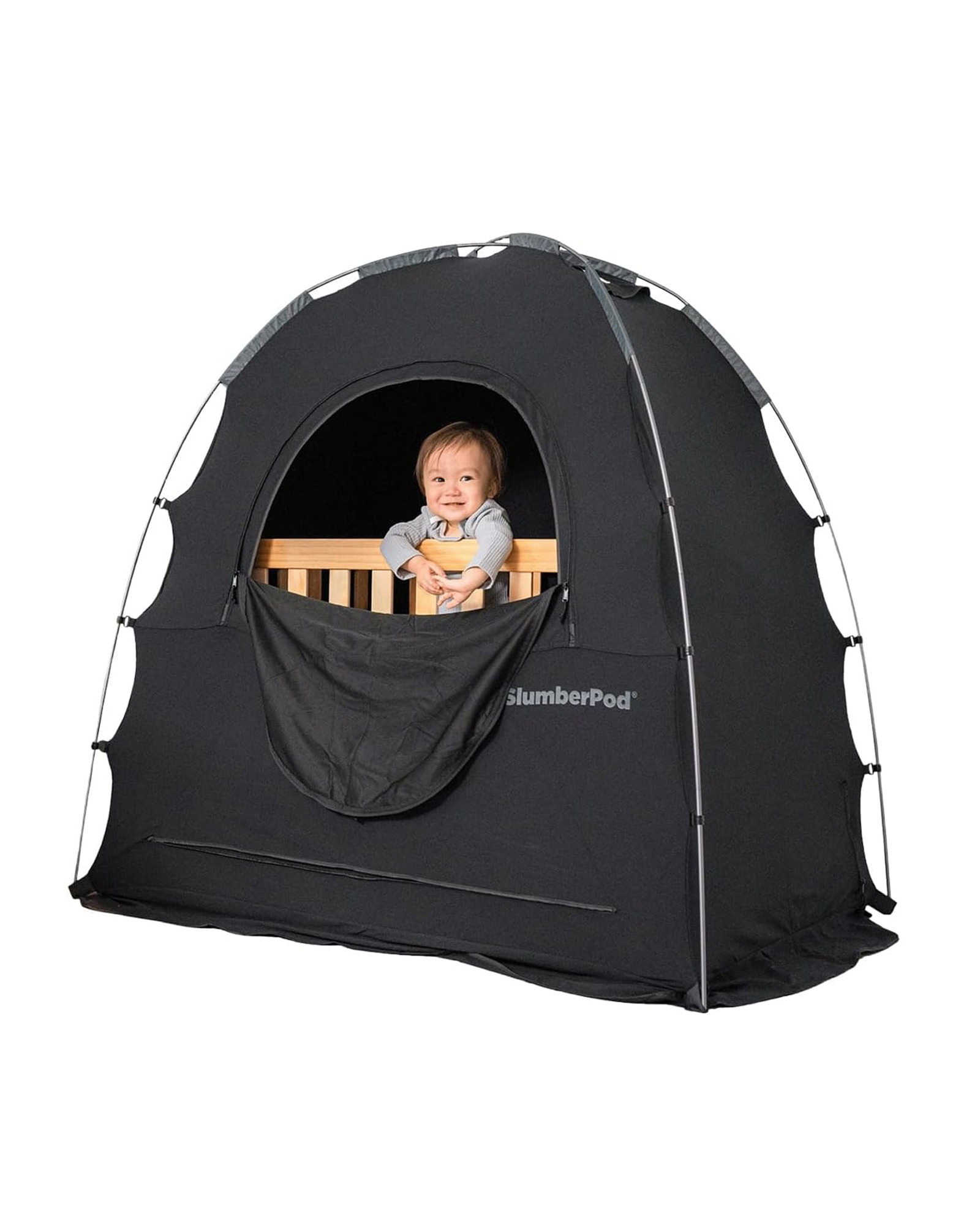 SlumberPod, Slumberpod the Original Blackout Sleep Tent Travel Essential for Babies and Toddlers, Mini Crib and Pack N Play Cover, Sleep Pod for Kids With Monitor Pouch and Fan Pouch, Blocks 95%+ Light, Black