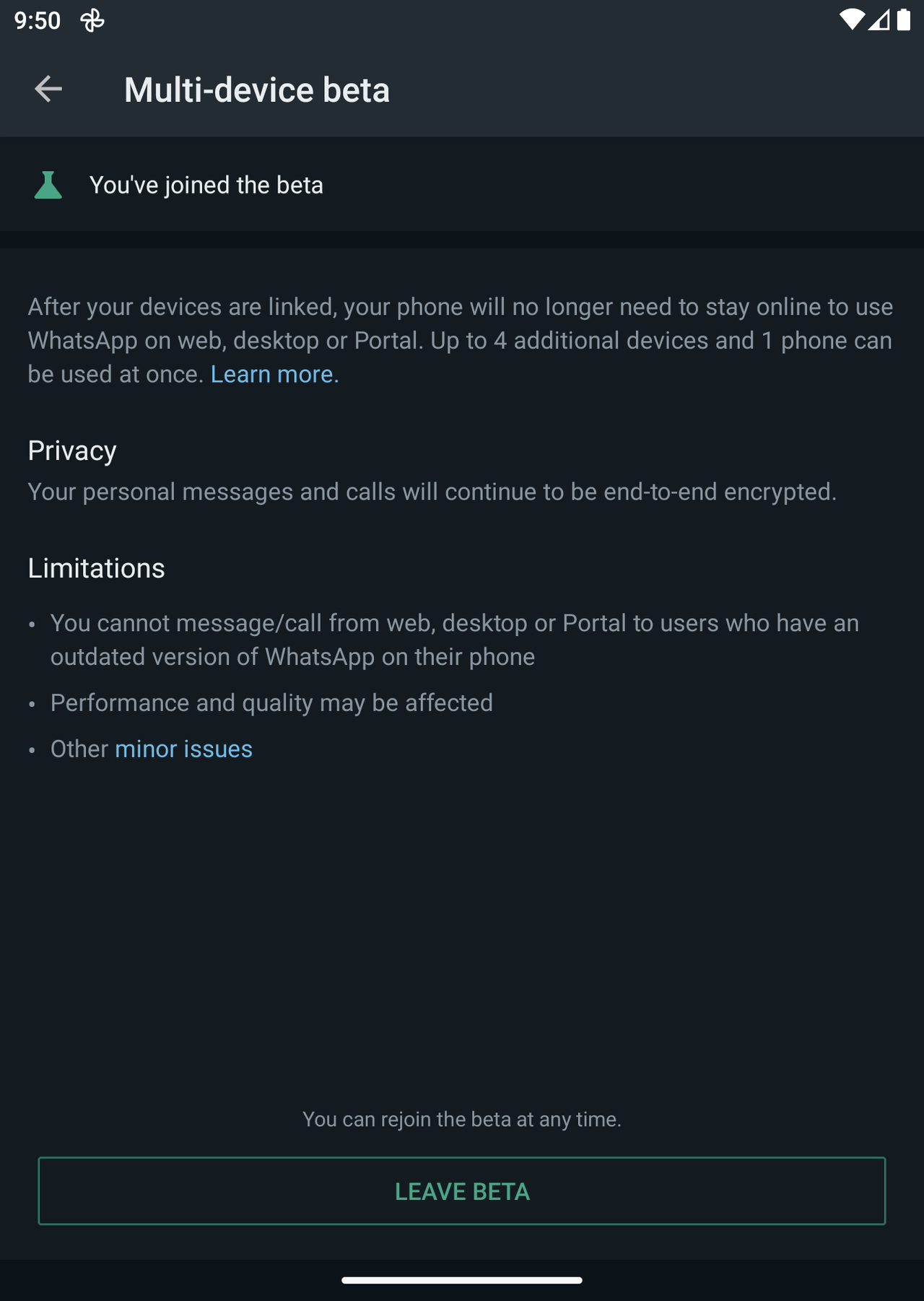 WhatsApp multi-device beta