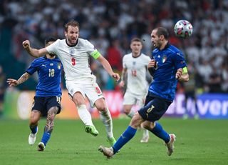 Harry Kane in action for England in the Euro 2020 final against Italy at Wembley.