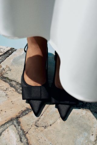 Slingback Shoes With Bow Detail