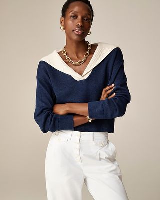 Sailor-Collar Pullover Sweater