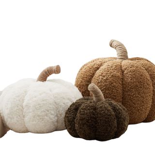 fuzzy pumpkin shaped pillows