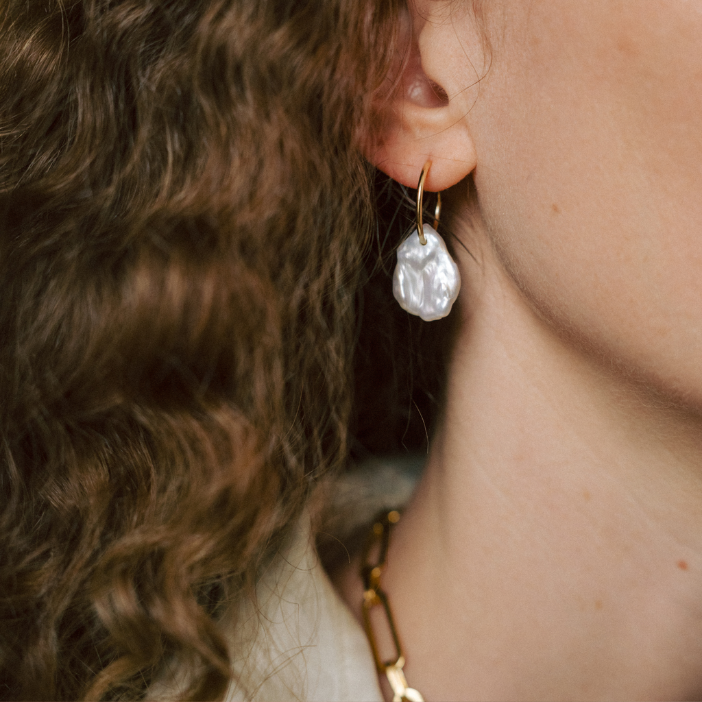 Freshwater Pearl Hoop Earrings (gold Fill)