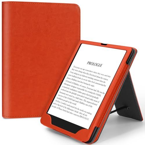 Orange premium PU Kindle sleeve with stand and card slot