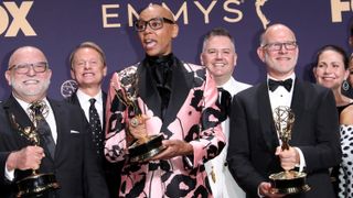 RuPaul poses with the award for Outstanding Competition Program in the press room during the 71st Emmy Awards at Microsoft Theater on September 22, 2019 in Los Angeles.