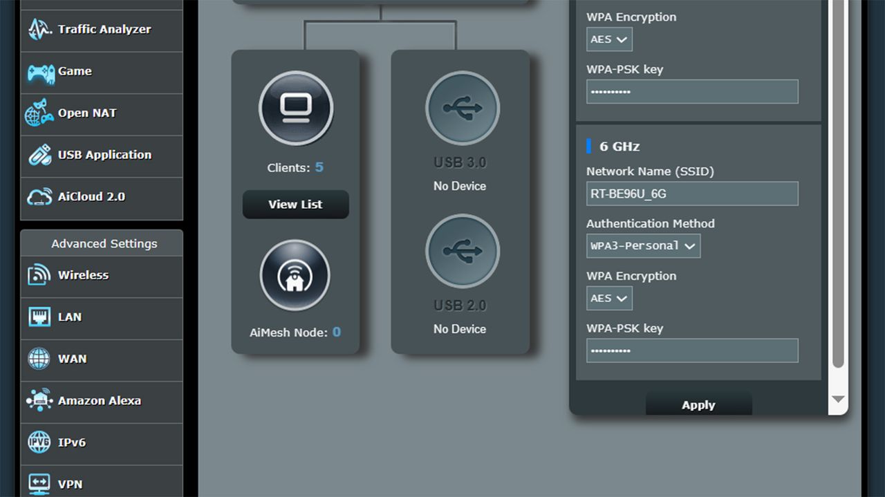 Asus RT-BE96U app screenshot