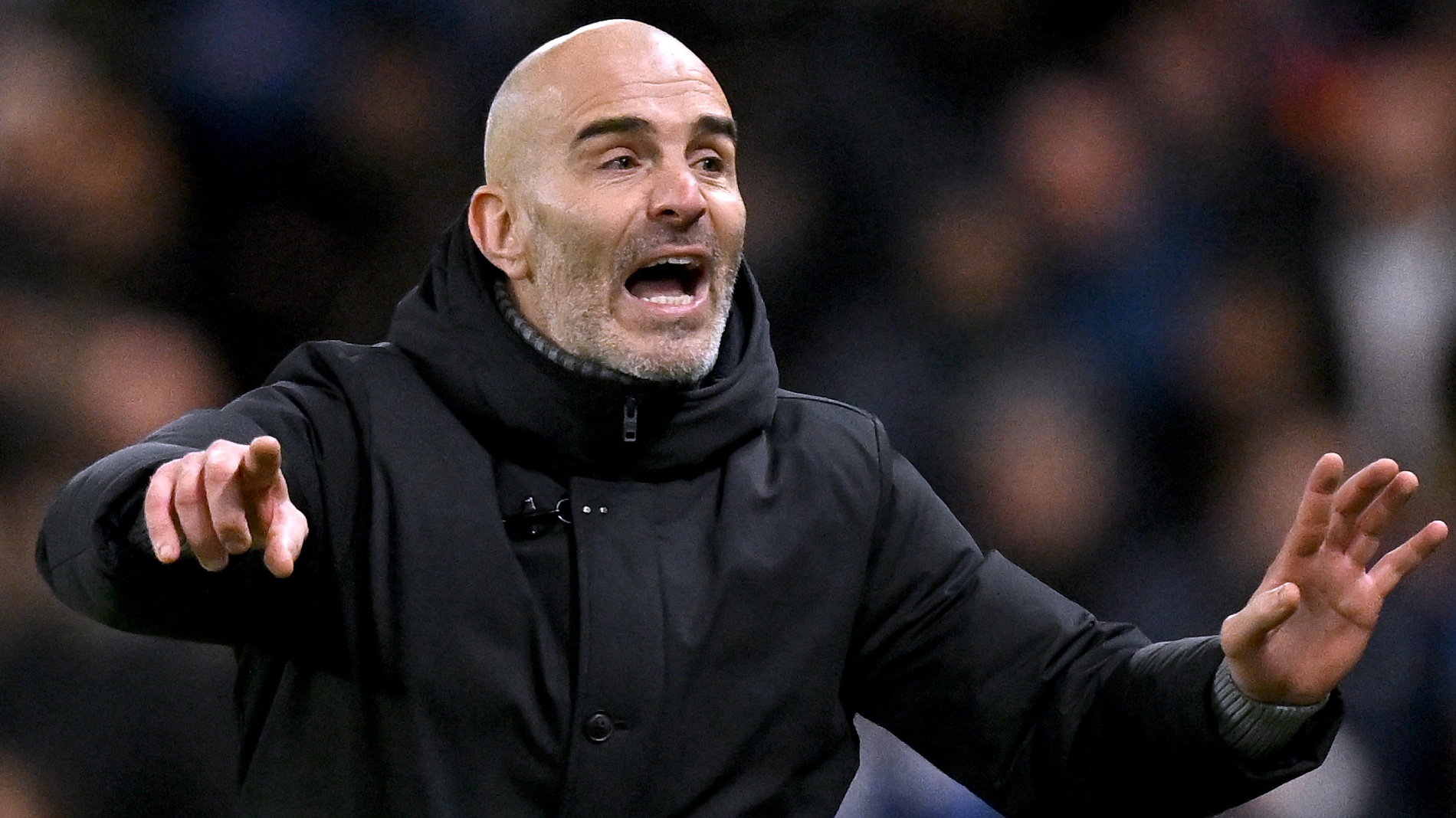 Enzo Maresca, Manager of Chelsea, gestures to his player during the Premier League match between Chelsea and Bournemouth at Stamford Bridge on December 30, 2025 in London, England