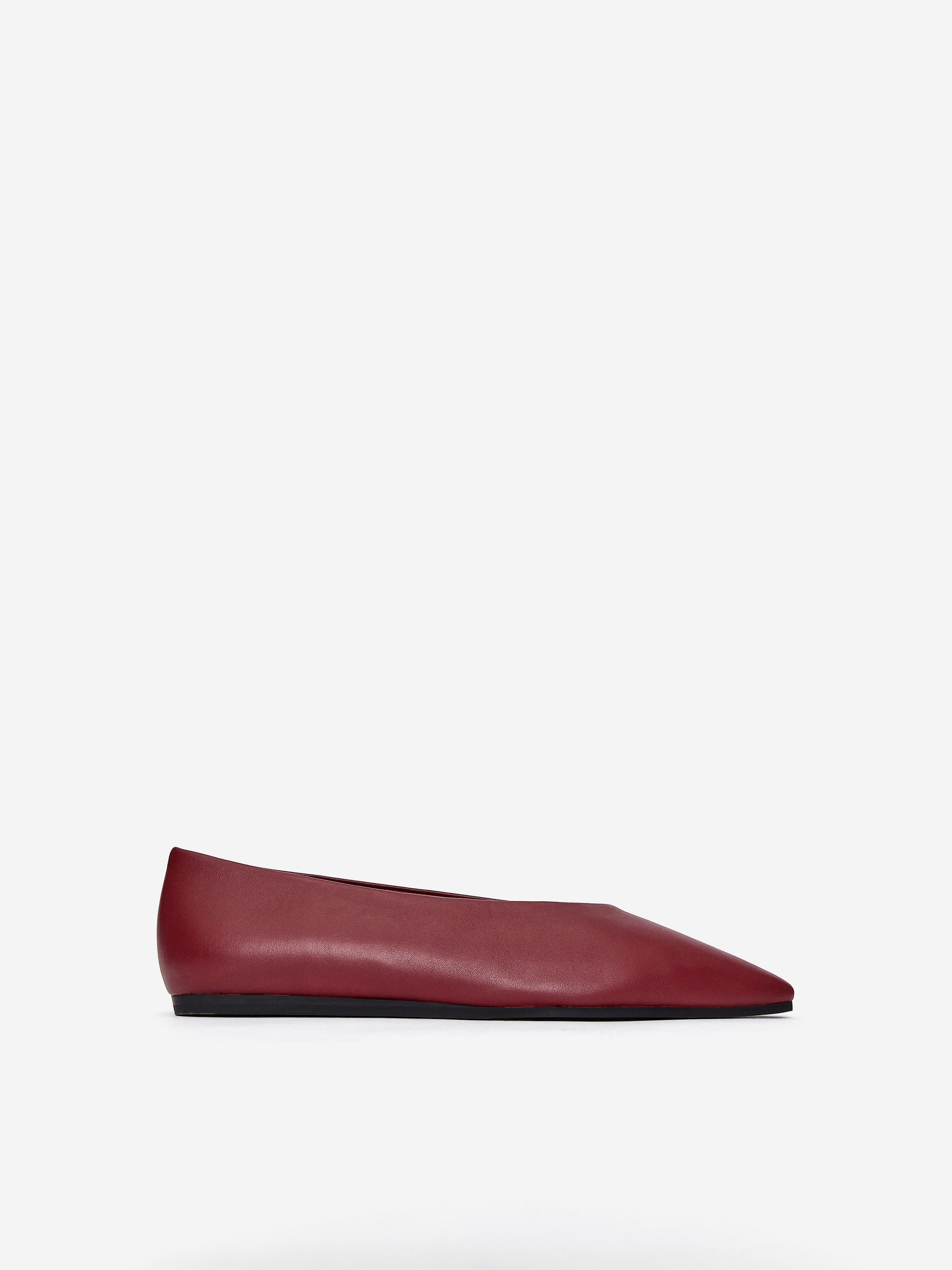 Pointy Leather Flats 
 Burgundy 
 Women 
 Arket Gb