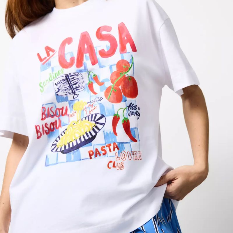 white t-shirt with foodie print