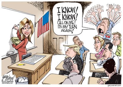 Political cartoon U.S. Republican candidates Kasich