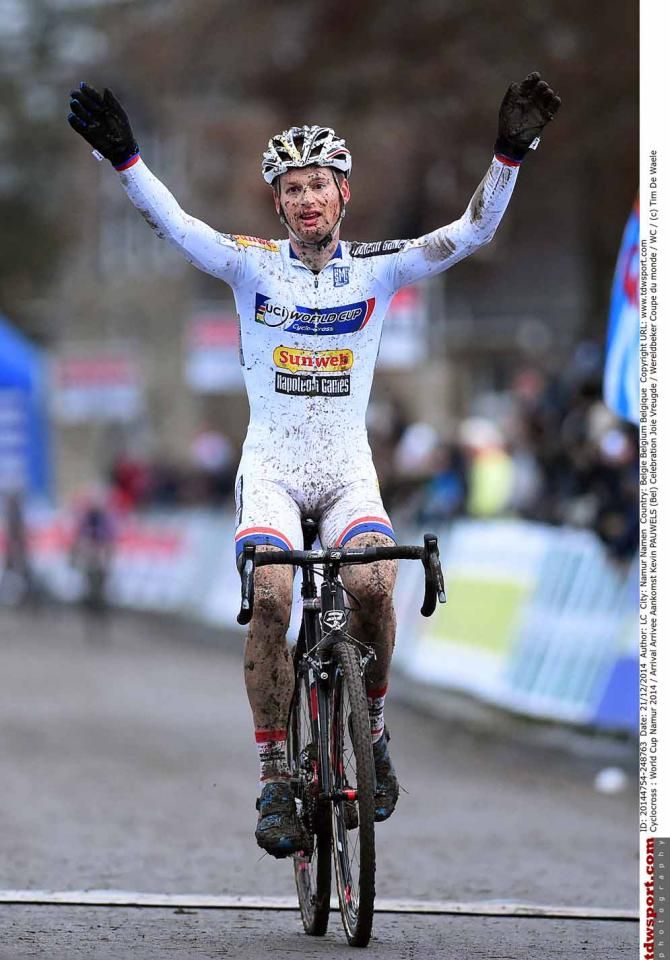 Kevin Pauwels (Sunweb-Napoleon Games) celebrates the win in Namur.