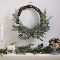9. Pre-Lit Frosted Pinecone Wreath | Was