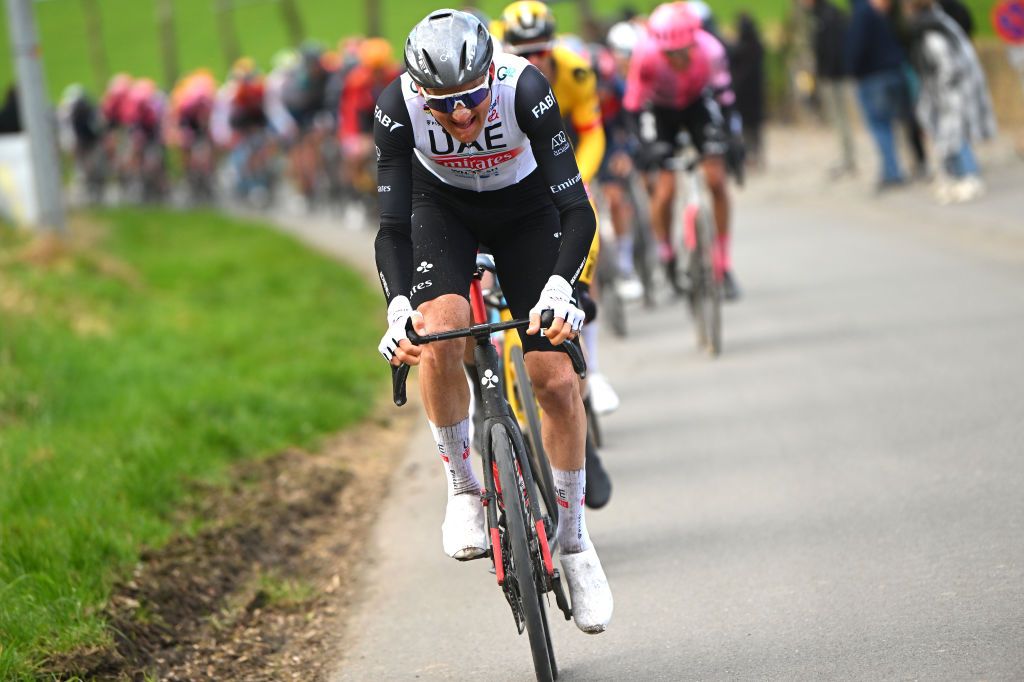 NINOVE BELGIUM FEBRUARY 25 Tim Wellens of Belgium and UAE Team Emirates attacks during the 78th Omloop Het Nieuwsblad Elite 2023 Mens Elite a 2073km one day race from Ghent to Ninove OHN23 on February 25 2023 in Ninove Belgium Photo by Luc ClaessenGetty Images