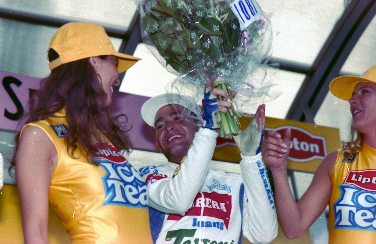 Pantani on the podium