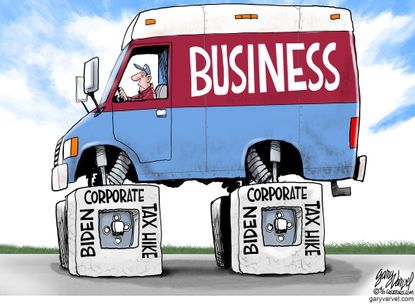 Political Cartoon U.S. biden corporate taxes