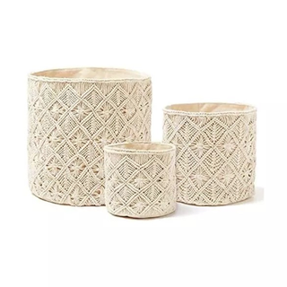 Set of 3 macrame storage baskets from Target in a beige/natural shade
