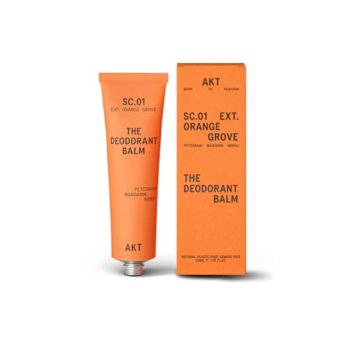Akt, the Deodorant Balm. Award Winning, Multi-Use, Natural Deodorant. Plastic Free. Gender Free. Aluminium Free. 100% Effective — 1 Tube Lasts Up to 3 Months. Sc.01 Orange Grove. 50ml